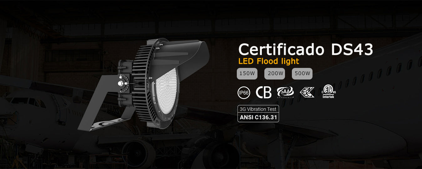 Proyector LED Profesional, de alta calidad con gran flujo lumínico, con certificado DS43 para uso en el norte de Chile